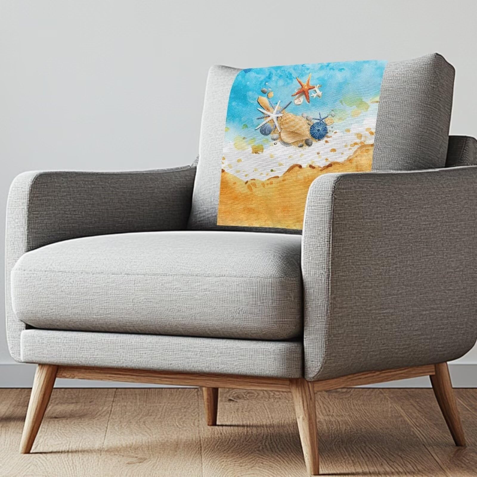 NETILGEN Headrest Cover for Recliner Chair Beach Starfish Print Recliner Headrest Protector Sofa Head Protector Slipcover — image 1