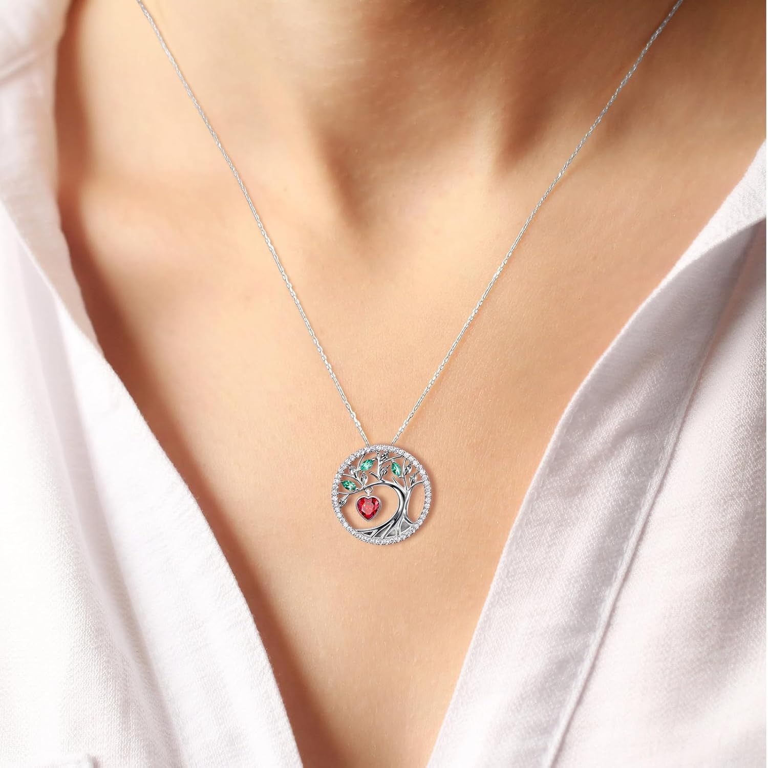 Gifts for Her- 925 Sterling Silver Red Heart Tree of Life Necklace for Women, Anniversary Birthday Gift for Wife Girlfriend - Image 3