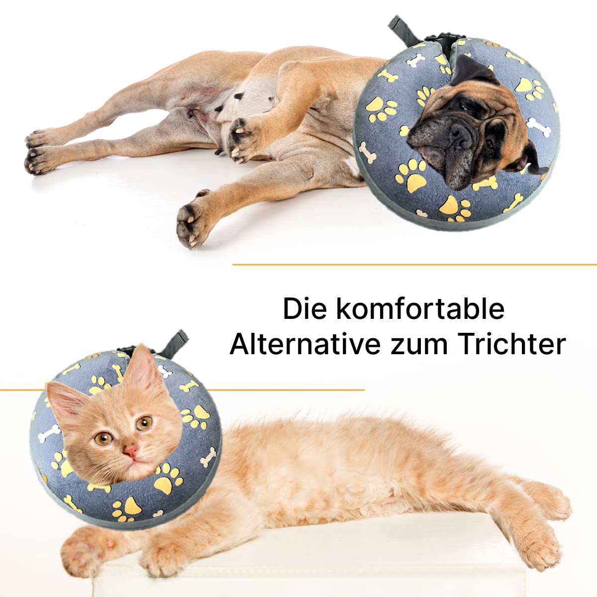 Halskrause Hund & Katze, Hundekragen Leckschutz, Halskragen weich nach OP, Schutzkragen Verschiedene Größen, Kragen für Hunde und Katzen (L)