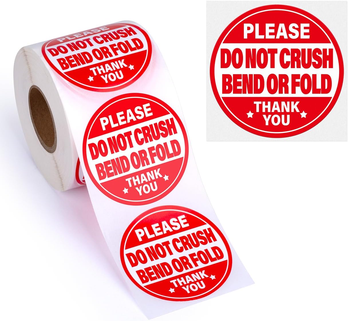 500pcs Do Not Crush Bend or Fold Sticker Roll, 2" Diameter