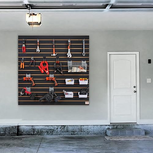 Miniatura 8 de VEVOR Paneles Slatwall, paneles de pared de garaje negros de 4 x 2 pies, 24 pulgadas de alto x 48 pulgadas de largo (juego de 2 paneles), paneles