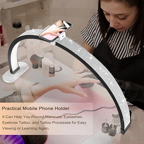 Miniatura 3 de KMLSHLL Luz de media luna para escritorio de uñas, brillantes diamantes de imitación de media luna lámpara de escritorio LED para esteticistas,