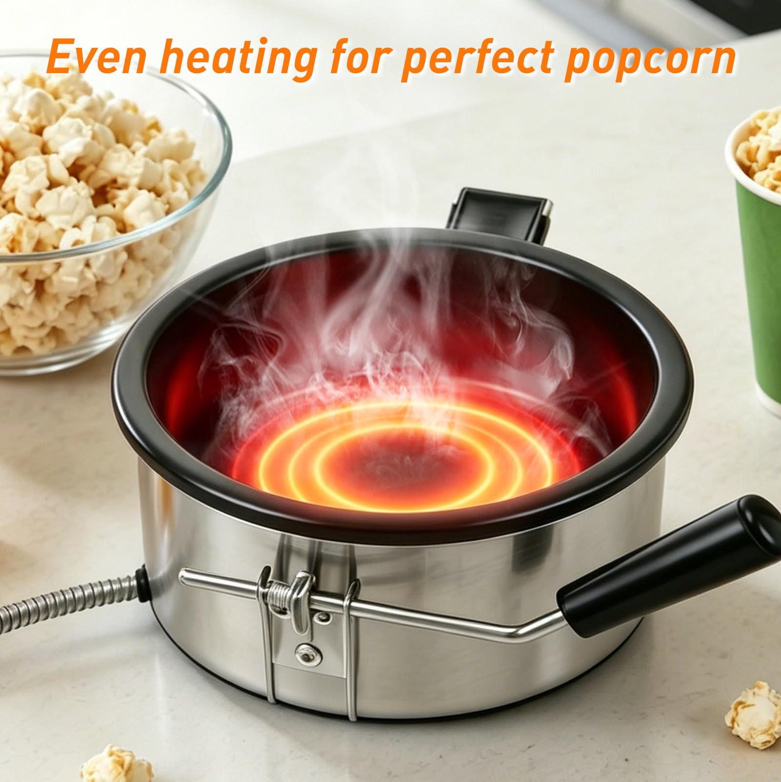 Popcorntopf mit Antihaft 15mm 3-Loch-Anschluss, Anti-Anbrenn-Aufsatz für Heißluft-Popcornmaschinen,Mais und Snack (Kapazität: 8oz, Ø 210mm)