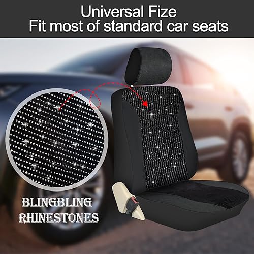 Miniatura 5 de Tallew Juego completo de fundas de asiento de automóvil de terciopelo brillante para mujer, protector de silla de vehículo transpirable de malla