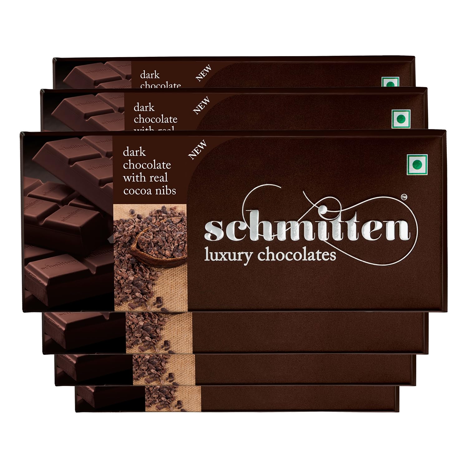 Schmitten Luxury Dark Chocolate Box, Flavor- Cocoa Nibs Combo - 6 x 70 grams Bars (420 grams) | Premium Gift Pack for Family and Special Occasions | Made with Rich Cocoa Butter