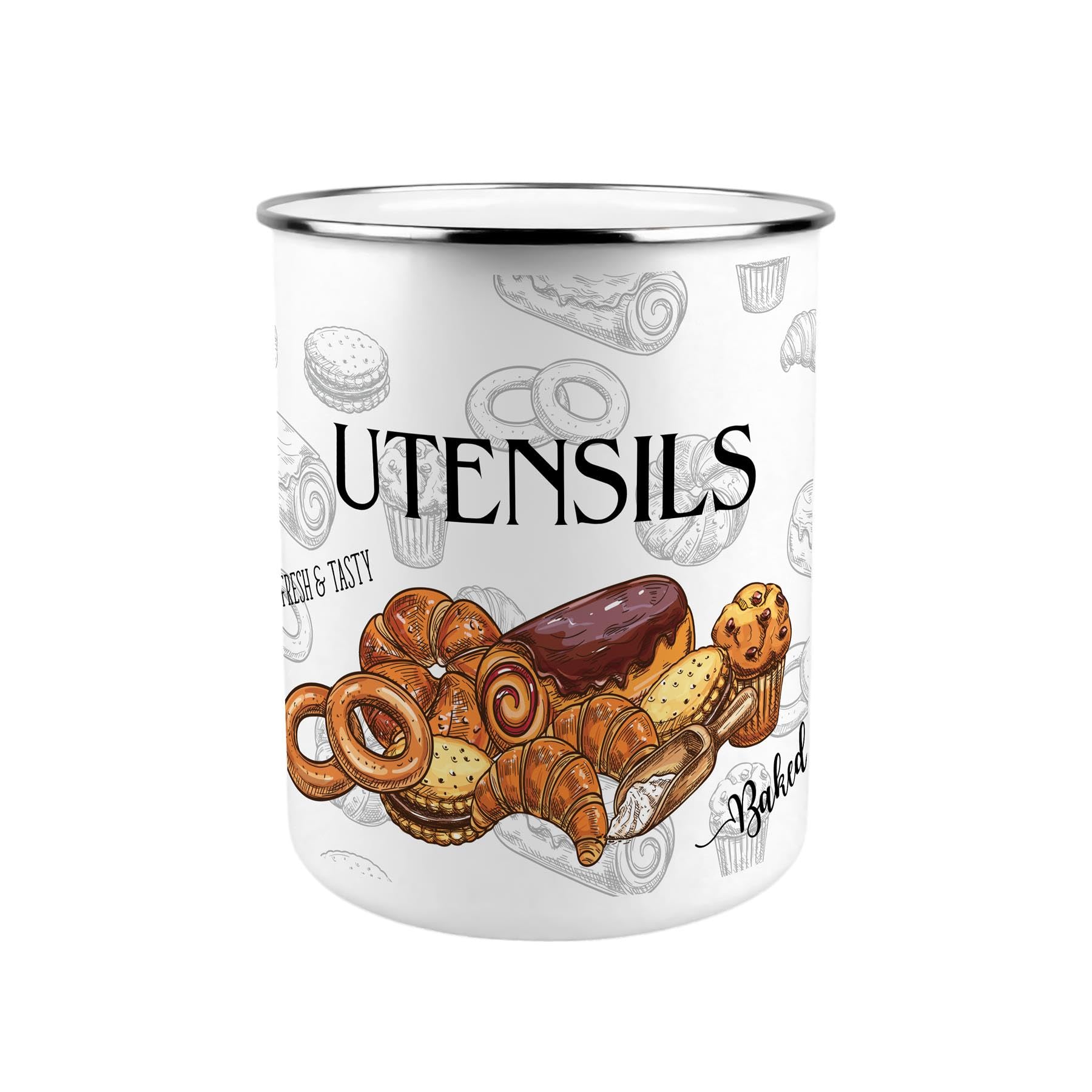Purely Home Baking Utensil Holder - XL Metal Kitchen Utensil Pot/Organiser for Countertop Decor Gift 18x16.5cm