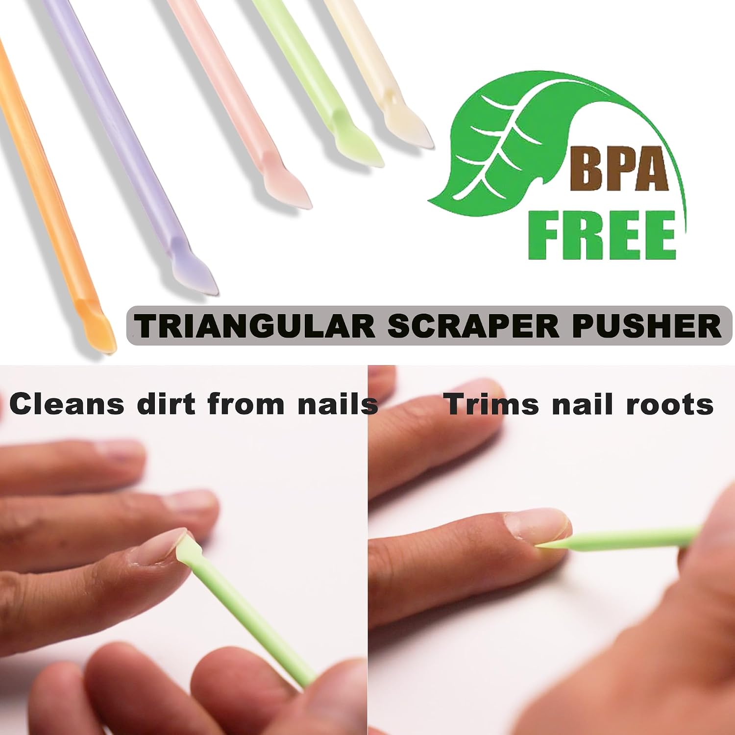 30Pcs Plastic Cuticle Pusher, Small Dual-end Dead Skin Nail Pusher Nail Dirt Cleaner Tool Gel Polish Remover Tool, Gentle Plastic Pusher, Manicure Tool image 2