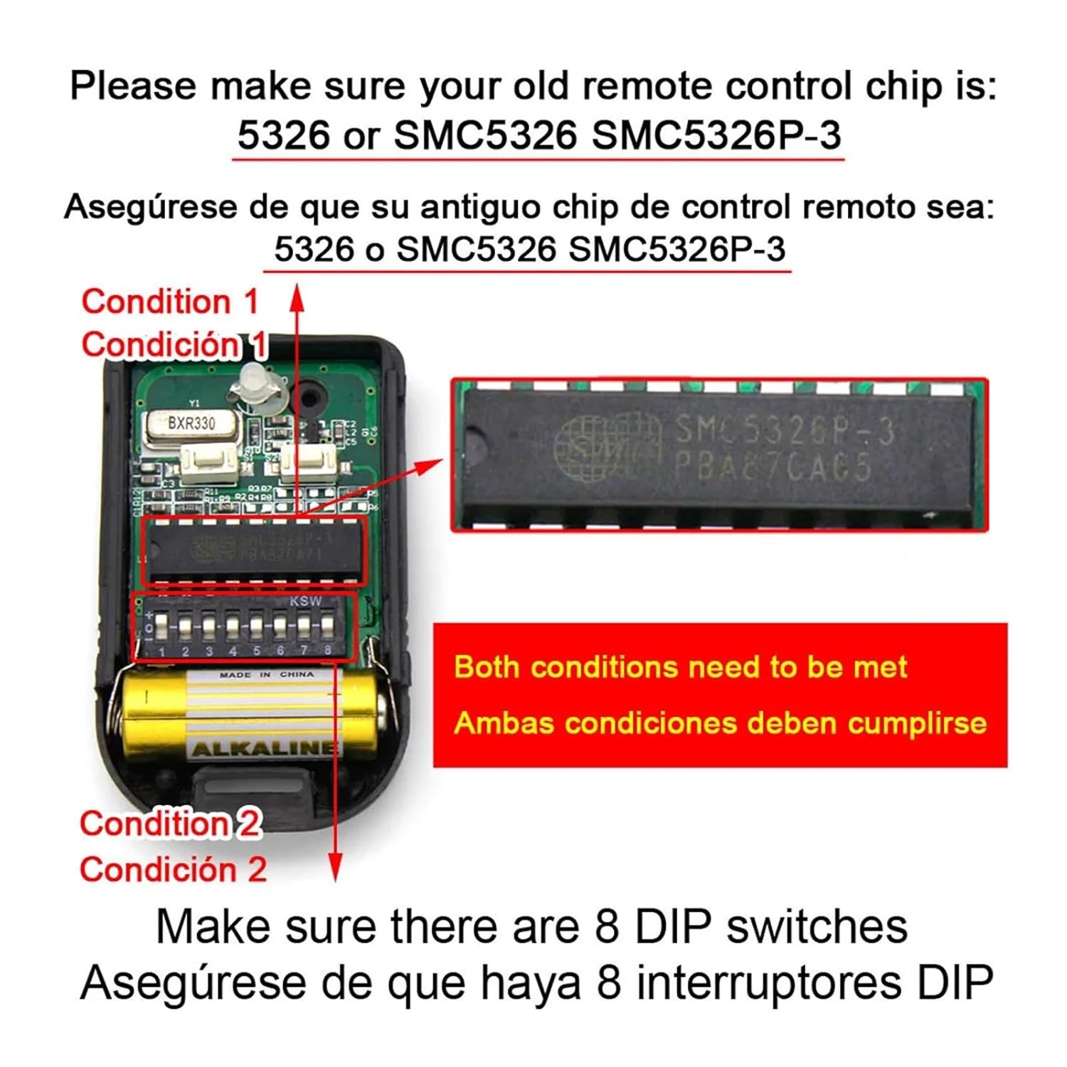 1PCS SMC5326 Remote Control Receiving Controller 8-bit DIP Switch Receiving Controller Remote 330MHz 433MHz(330MHz Receiver)