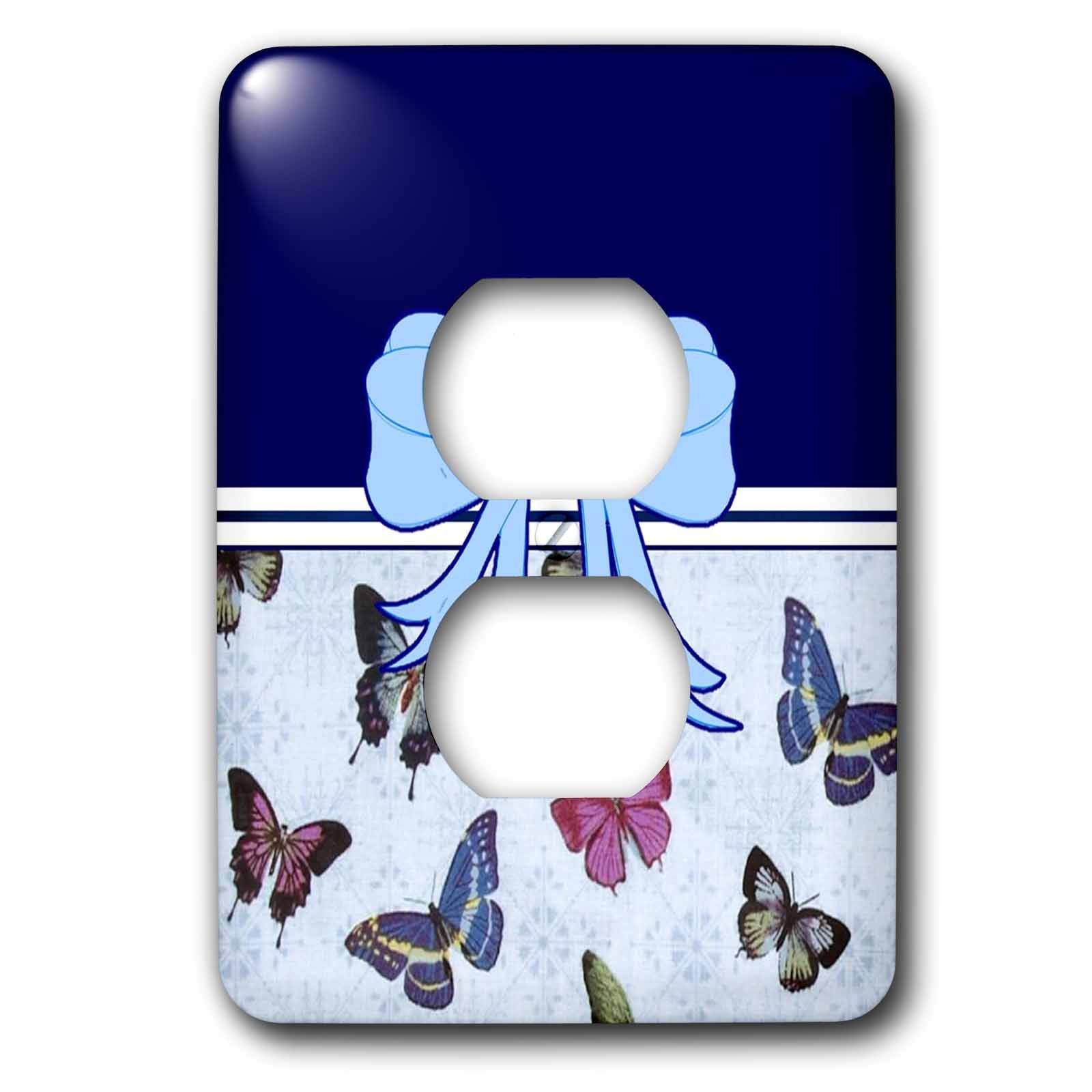 Cache-prise papillons bleu clair 3dRose pour décoration murale