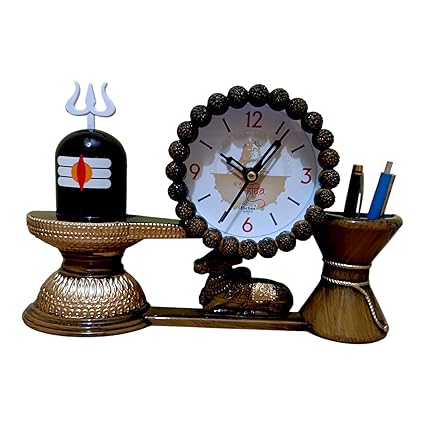 WINSOME COLLECTION Shivling Bholenath Shiv Shanker Idol Murti Statue Table Clock Gift Item Showpiece - Multicolor Pack of 1