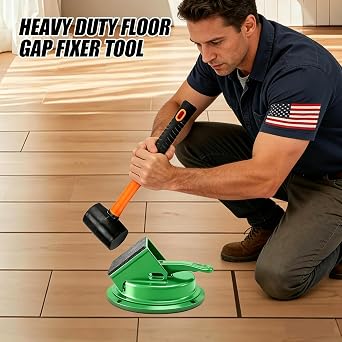 Heavy Duty Floor Gap Fixer Tool, 45°Striking Surface Floor Gap Repair Tool, Enhanced Suction Cup for Fixer Laminate/Vinyl Flooring Tools-Green