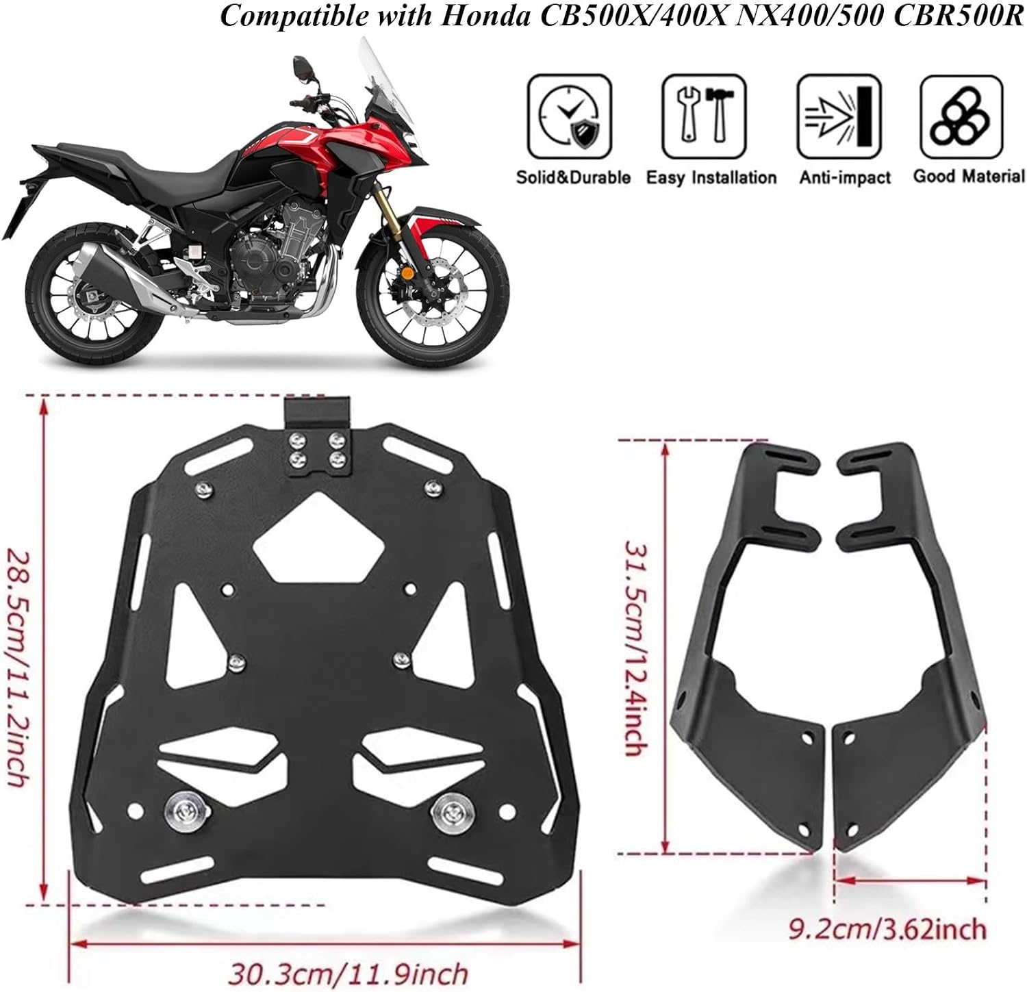 Compatible with Honda CB500X/400X NX400/500 Motorcycle Rear Luggage Rack Metal Cargo Carrier Racks Top Box Holder Support Bracket Fast Installation Extended Seat Shelf Motorbike Accessories
