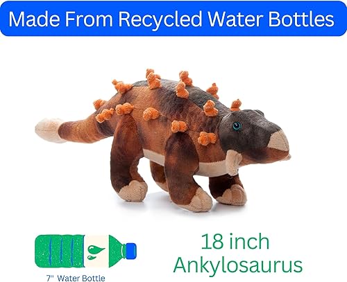 Miniatura 6 de The Petting Zoo Ankylosaurus - Peluche de dinosaurio, dinosaurio ZOOLOGEE, juguete de peluche de 18 pulgadas