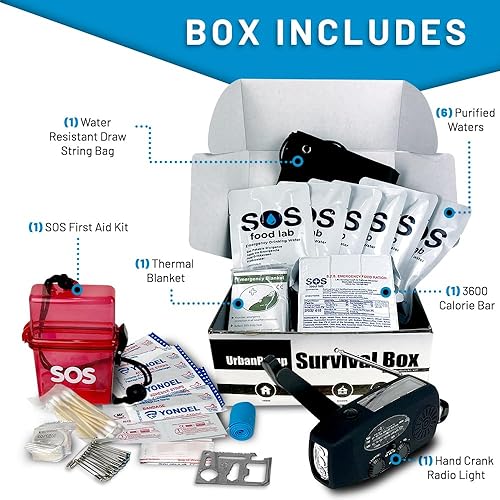 Miniatura 9 de UrbanPrepp Caja de supervivencia de 72 horas  Alimento de emergencia para 1 persona agua manta térmica añadir al kit de emergencia existente o