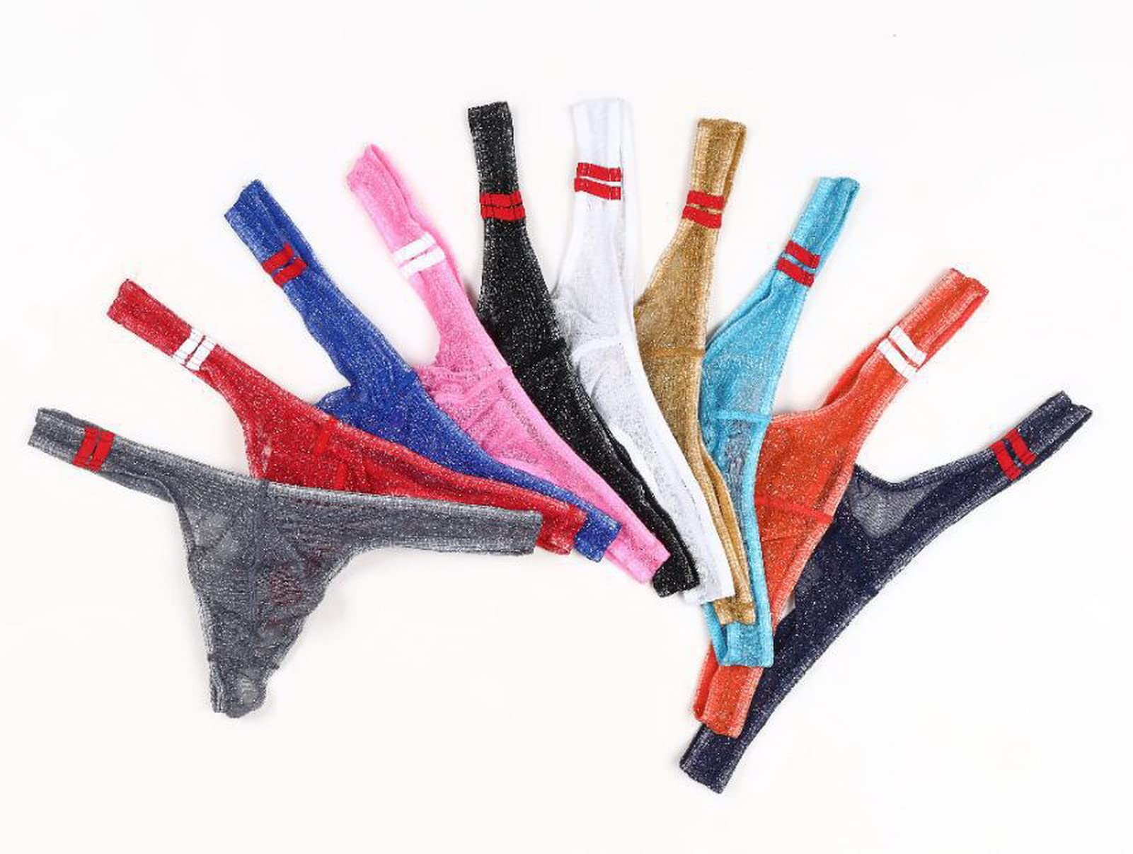 Faringoto Gay - Bragas de malla para hombre, con bolsa de gasa, cintura baja, 10 unidades