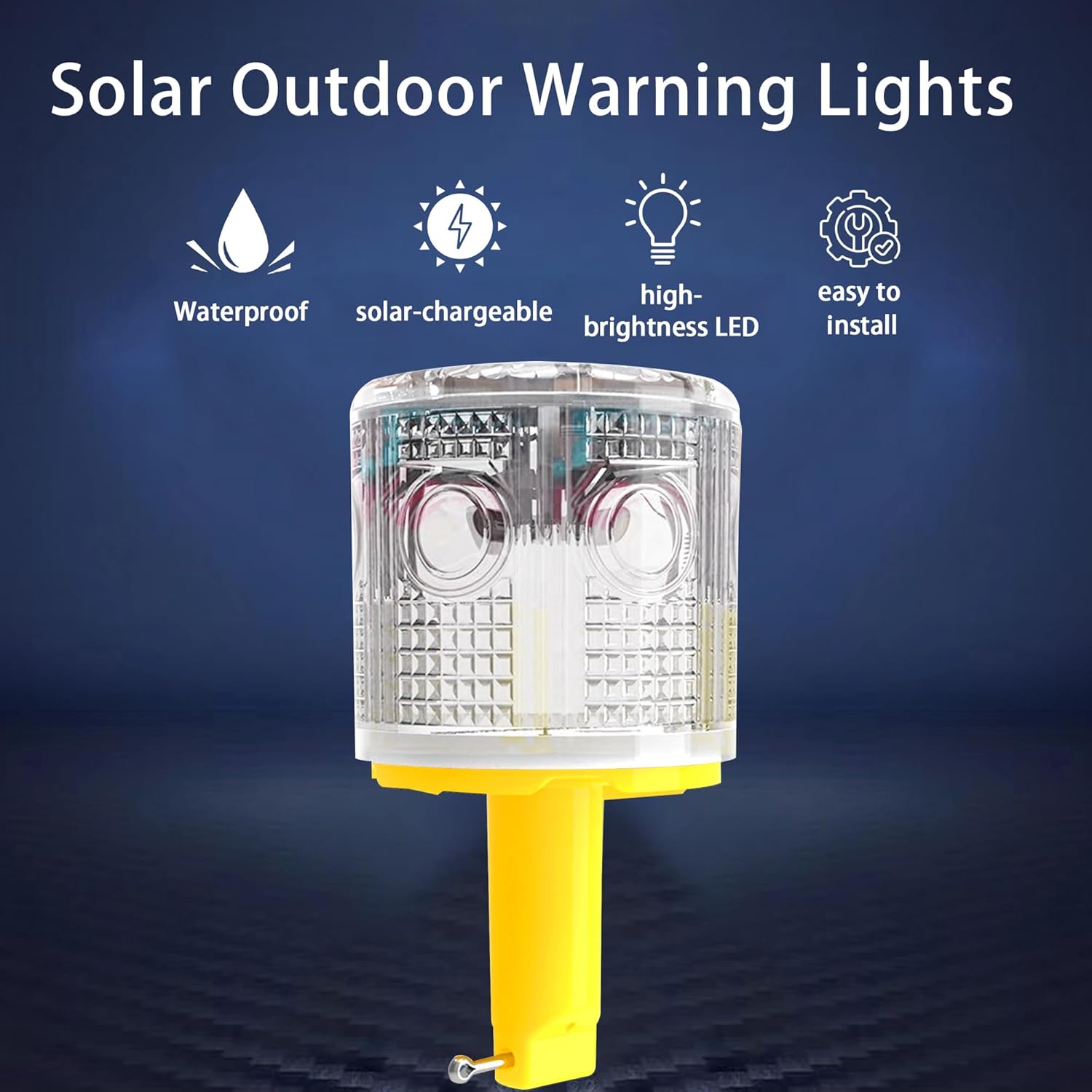 Solar Strobe Warning Light: Flashing Super Bright 360 Degree, Automatically Turn On&Off, Traffic Light Emergency Strobe Lightfor Construction, Dock, Marine,Crane Tower, Factory (White)