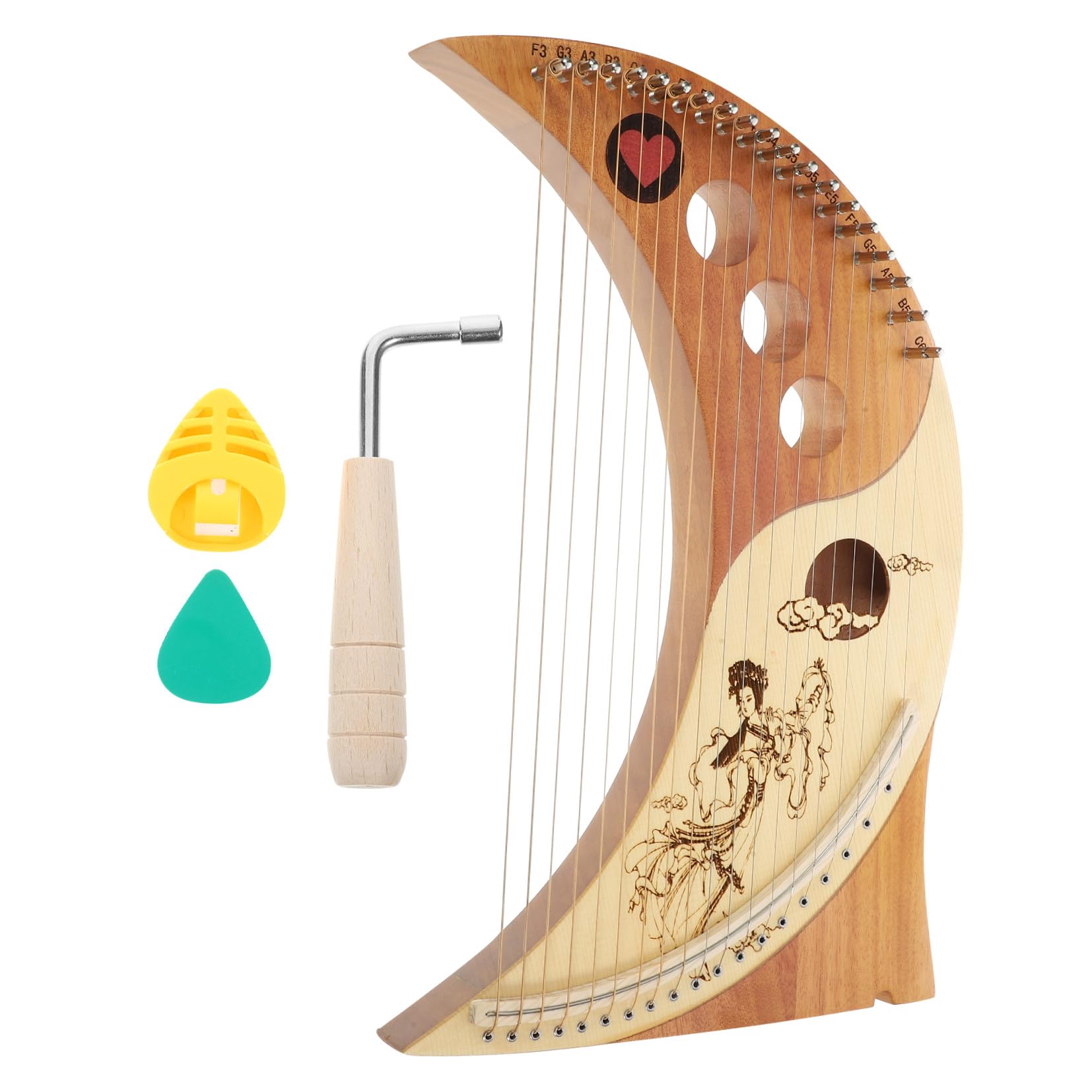 TOYANDONA Arpa Lira Portatile in Legno di Cedro a 19 Corde Toni Caldi Set Completo per Principianti e Ragazzo Ragazza Strumento Musicale Delicato Corde Extra e Scatola per Colore Casuale