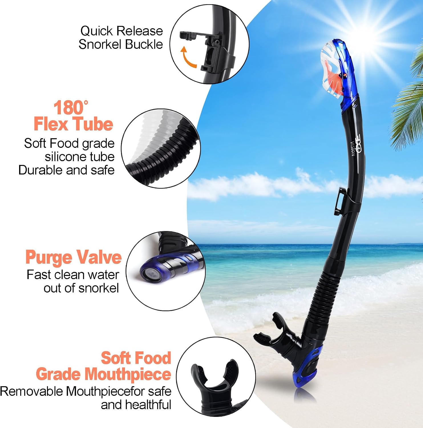 Mask Fin Snorkel Set, Adults Snorkeling Gear Panoramic Diving Mask and Dry Top Snorkel and Dive Flippers Kit with Travel Bag for Swimming Training, Snorkeling image 3