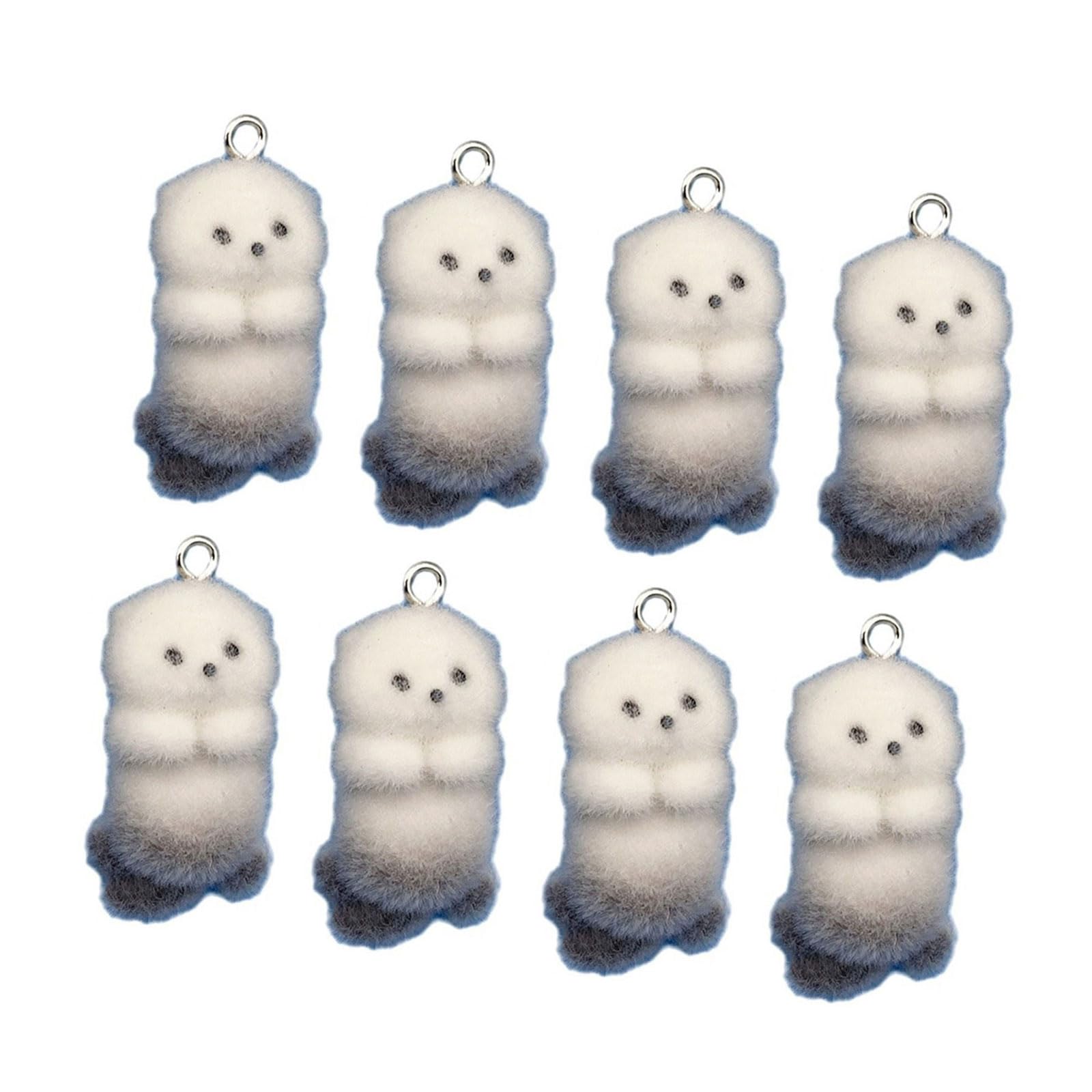 NEWFT Pack of 8 Unique Flocking Otters Charm Jewelry Making Supplies Handmade Jewelry Part for Keyring and Jewelry Project