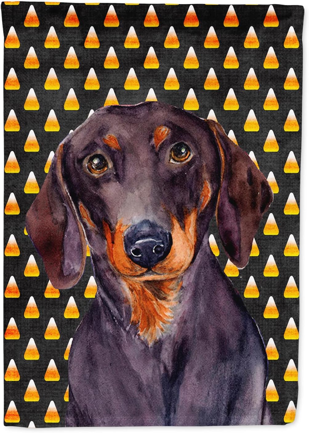 Caroline's Treasures LH9054CHF Dachshund Candy Corn Halloween Portrait House Flag Large Porch Sleeve Pole Decorative Outside Yard Banner Artwork Wall Hanging, Polyester, House Size, Multicolor