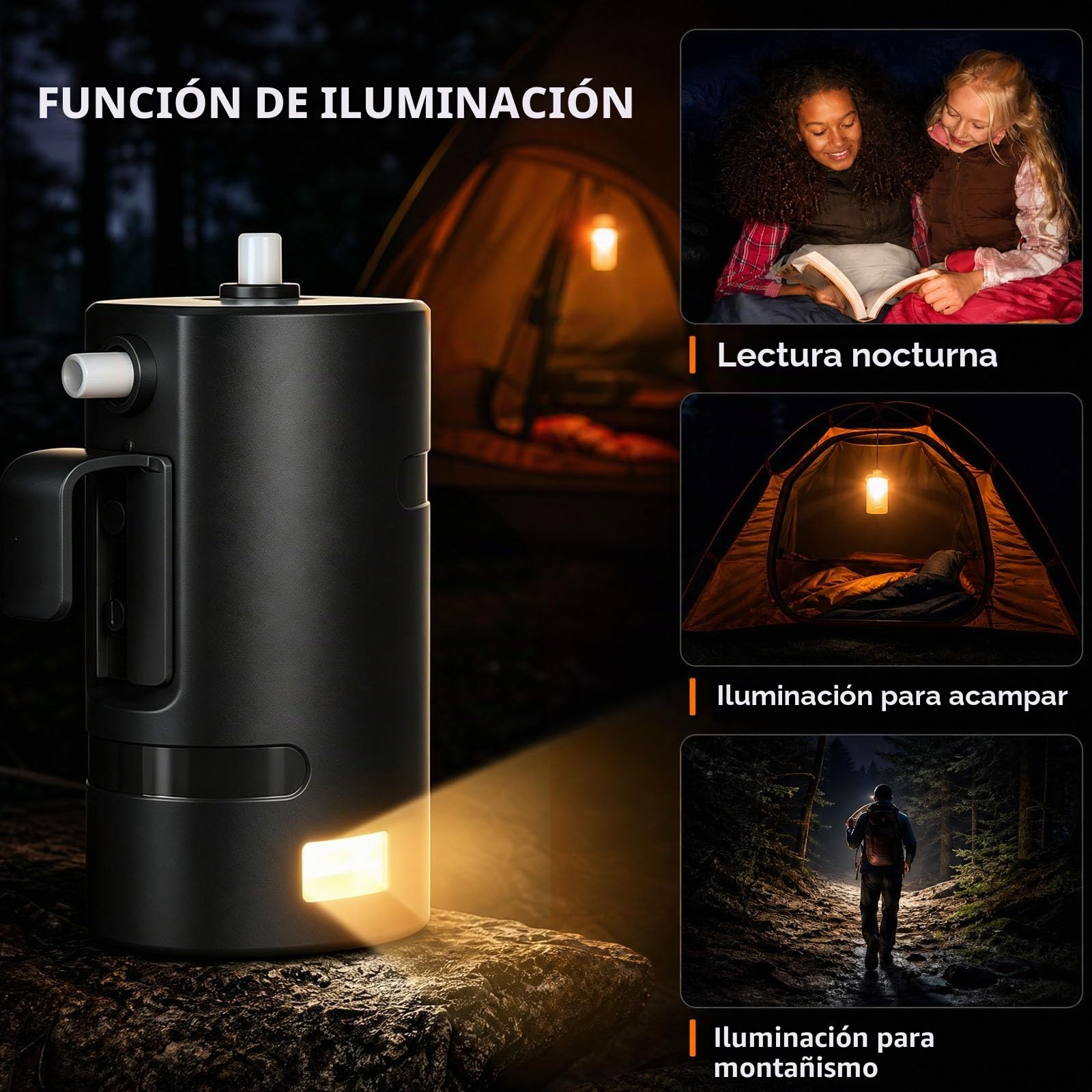Ducha portátil al Aire Libre, IPX7 Resistente al Agua, con luz LED, batería de 4400 mha, Carga USB, Bomba de Ducha eléctrica+Bolsa de Agua de 20 l, Adecuada para Senderismo, mochilero