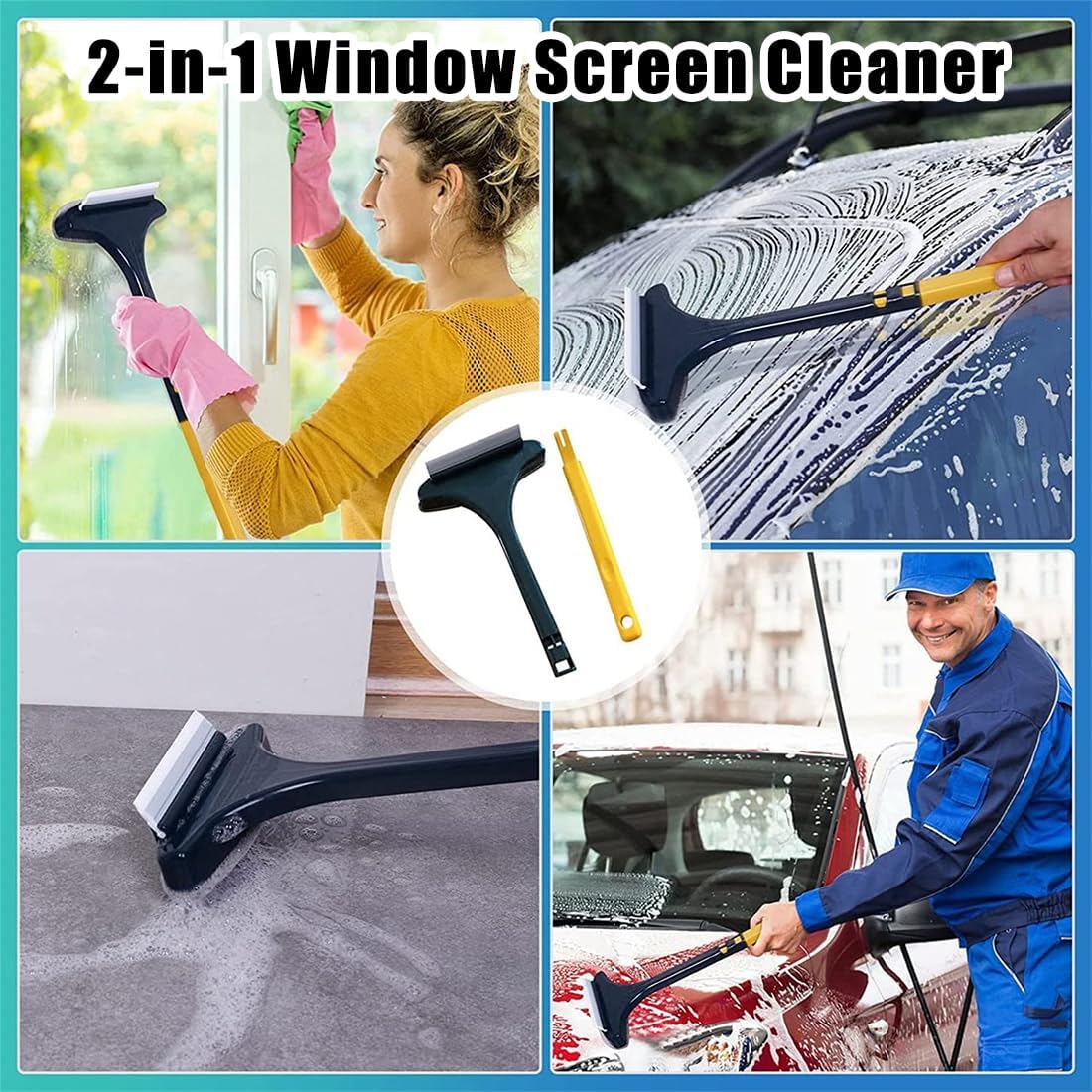 2 in 1 Mesh Cleaner Brush, Extendable Mesh Screen Cleaner, Window Screen Cleaner Tool, Screen Brush Cleaning Brush, Detachable Window Cleaner Tool with Wet and Dry Dual-Use (White)
