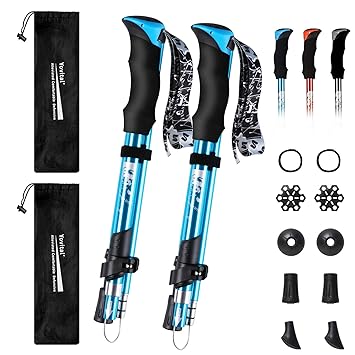 YOVITAL Trekking Poles Collapsible Hiking Poles - Aluminum 7075 Adjustable Hiking Walking Sticks with Quick Locks, Expandable to 53