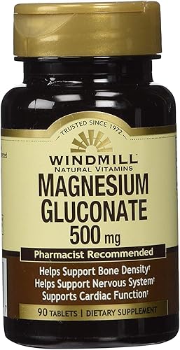 Gluconato de magnesio 500 mg, 90 tabletas por botella (3 botellas).