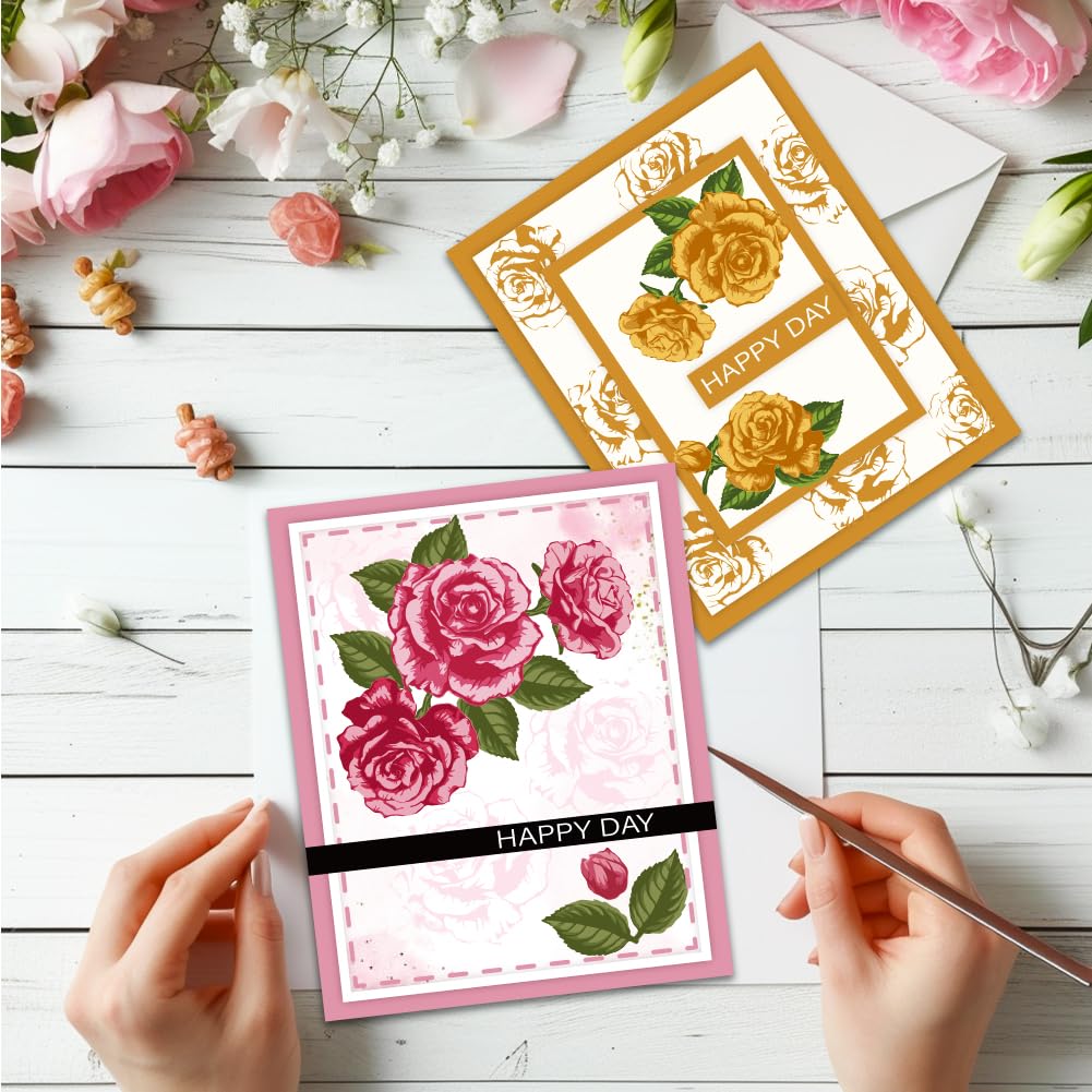 INFUNLY Stempel Set Mit Rosen - Transparente Stempel & Stanzformen Für DIY Bastelprojekte