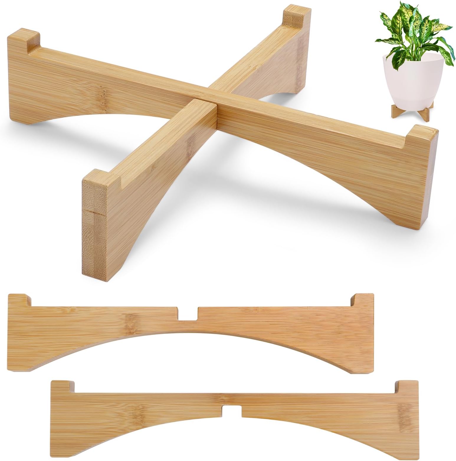 APACALI 2Sets Wood Plant Stand Indoor, 12 Inch MidCentury