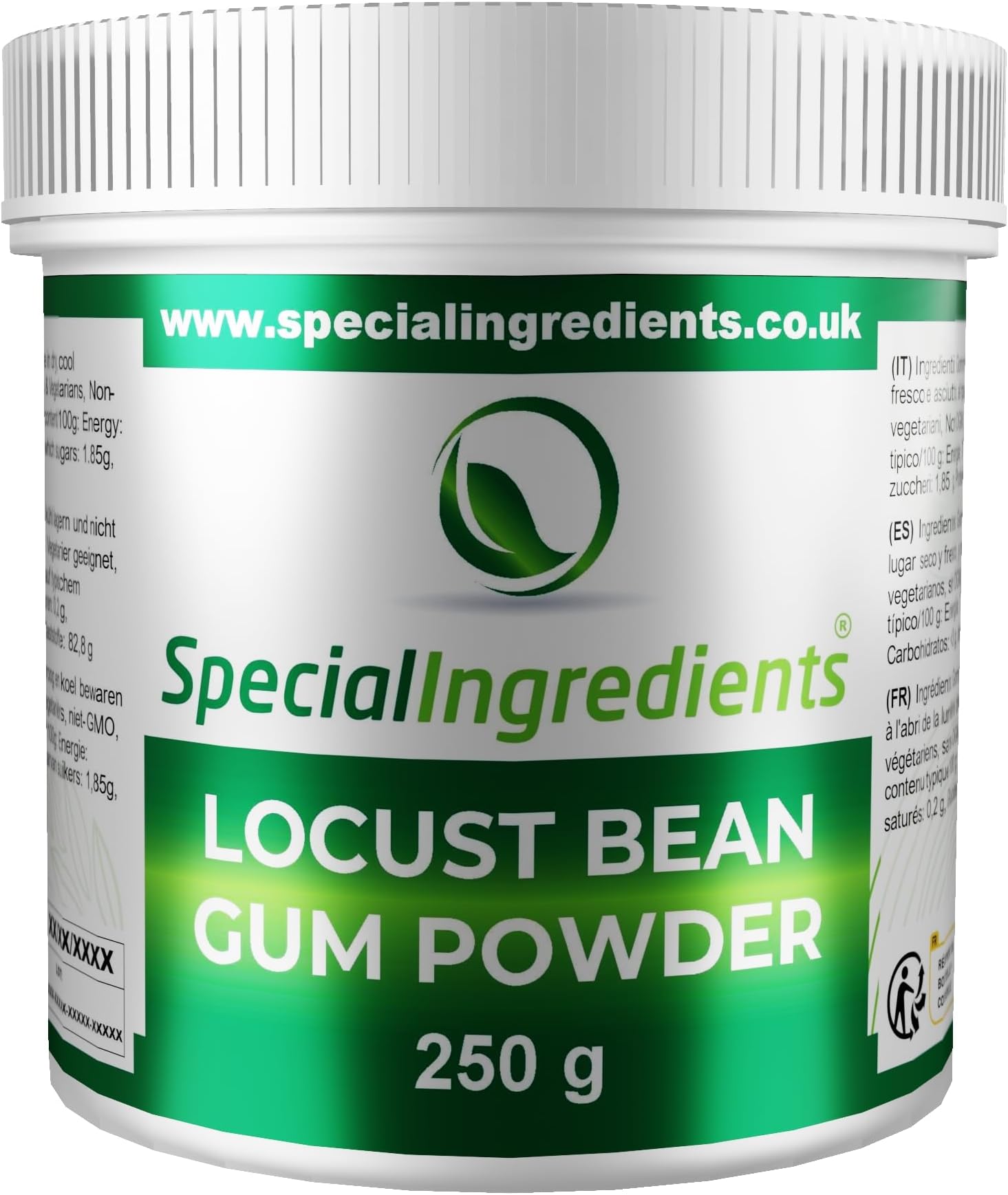Special Ingredients Locust Bean Gum Powder 250g Premium Quality - Suitable for Vegans, Non-GMO, Gluten Free – Recyclable Container