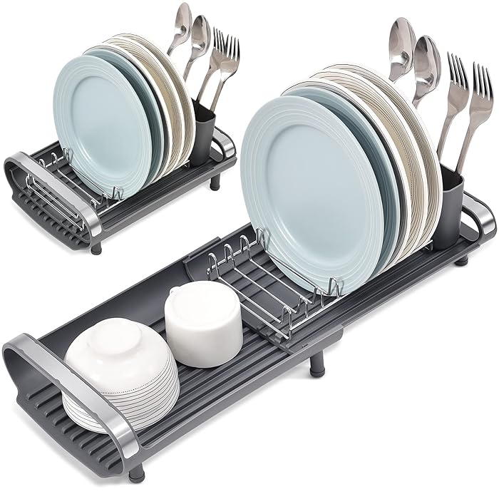Buy KINGRACK Compact Dish Drainer Adjustable Dish Rack Stainless Steel Dish Drying Rack With