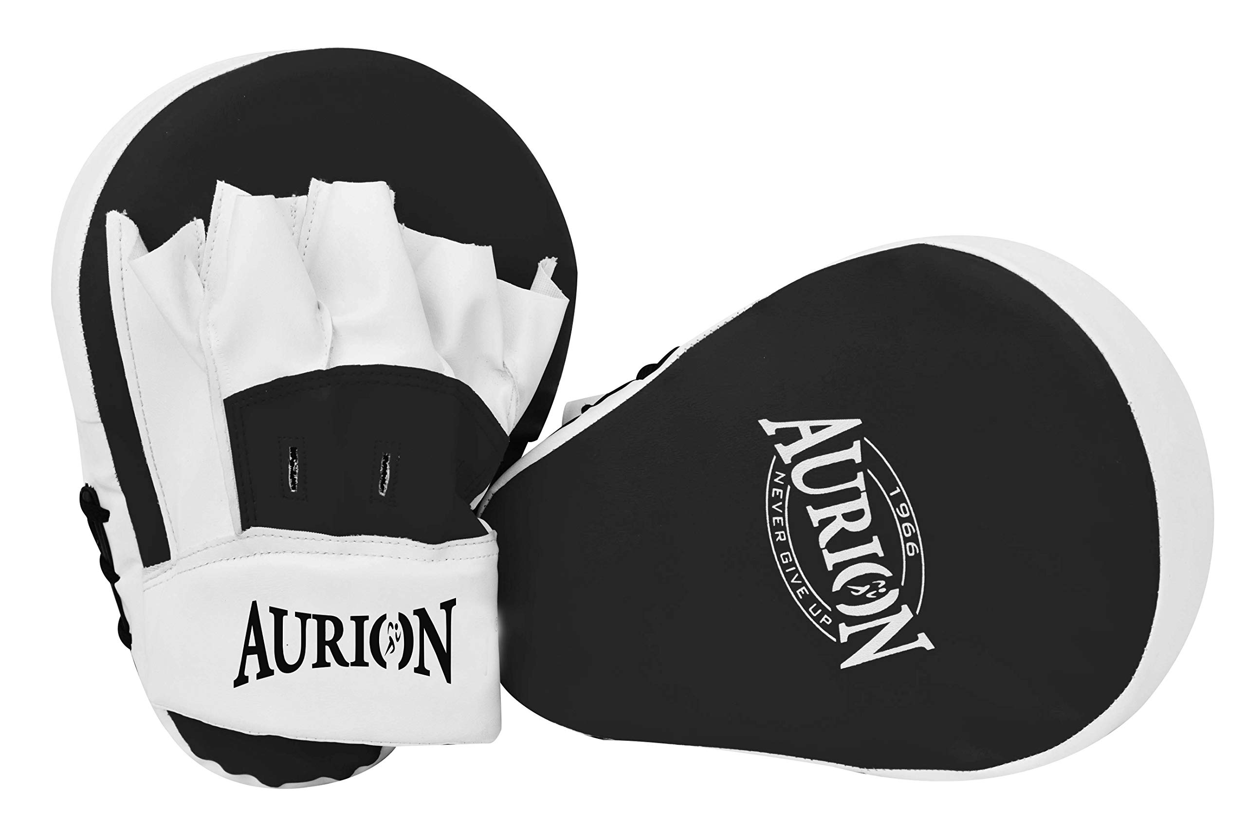 AURIONBoxing Pads Focus Curved Maya Hide Leather Hook (Black) | Jab Target Hand Pads Great for MMA