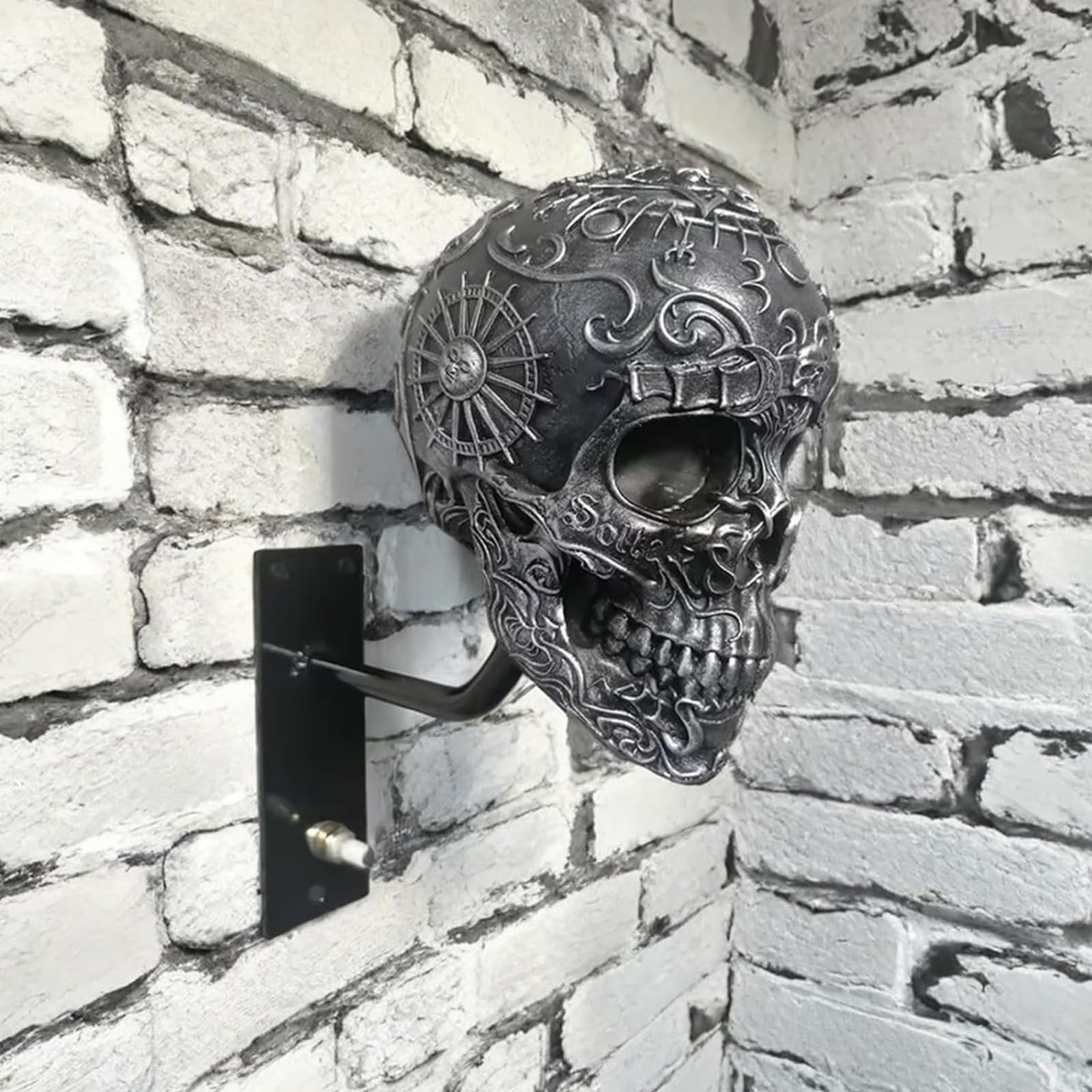 Porte-casque de moto crâne, support mural de rangement pour casque, support de crâne en résine pour manteaux, casquettes, balles de baseball et casques de rugby