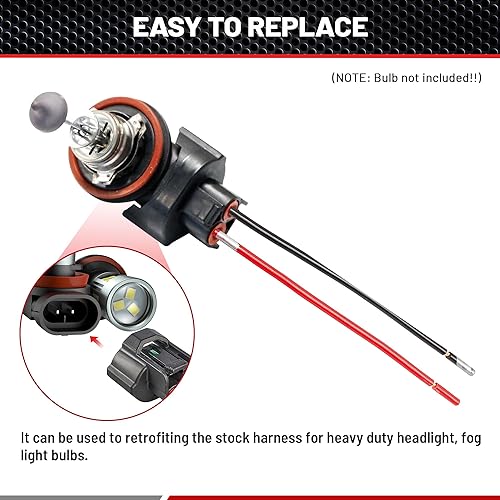 Miniatura 4 de RED WOLF H8 H11 880 881 Adaptador hembra Conector de cable de repuesto OEM Faro antiniebla Arnés de cableado Retrofit Pigtail Compatible con Jeep