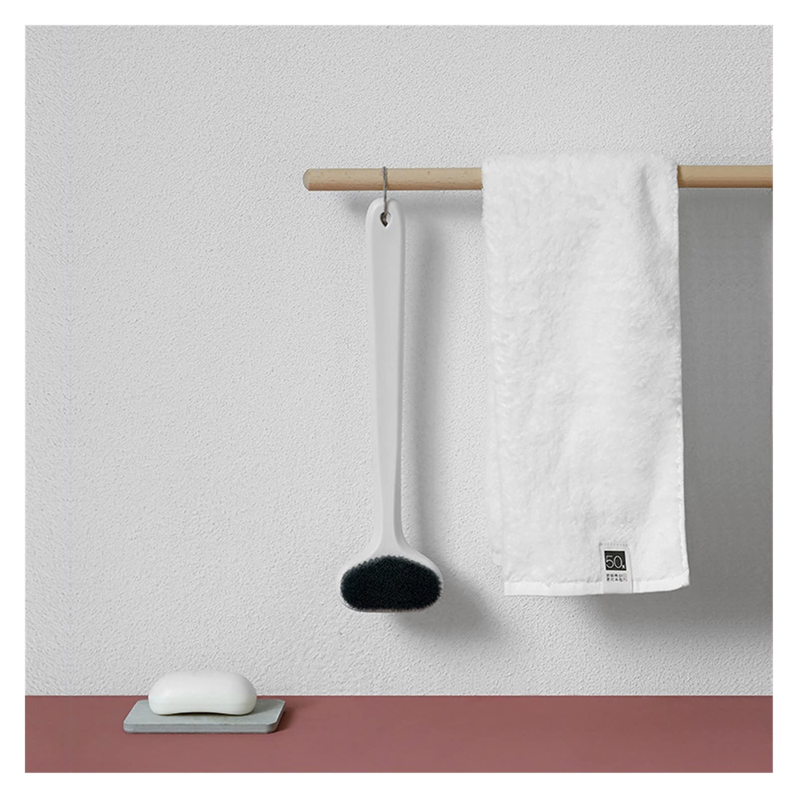 Ducha Baño Cepillo de Ducha con Mango Largo Accesorios de baño Masaje Frotamiento Cuidado de la Piel Limpieza de Ducha Exfoliación Limpieza de cutículas Cepillo de baño (Color: Amarillo) (Ve