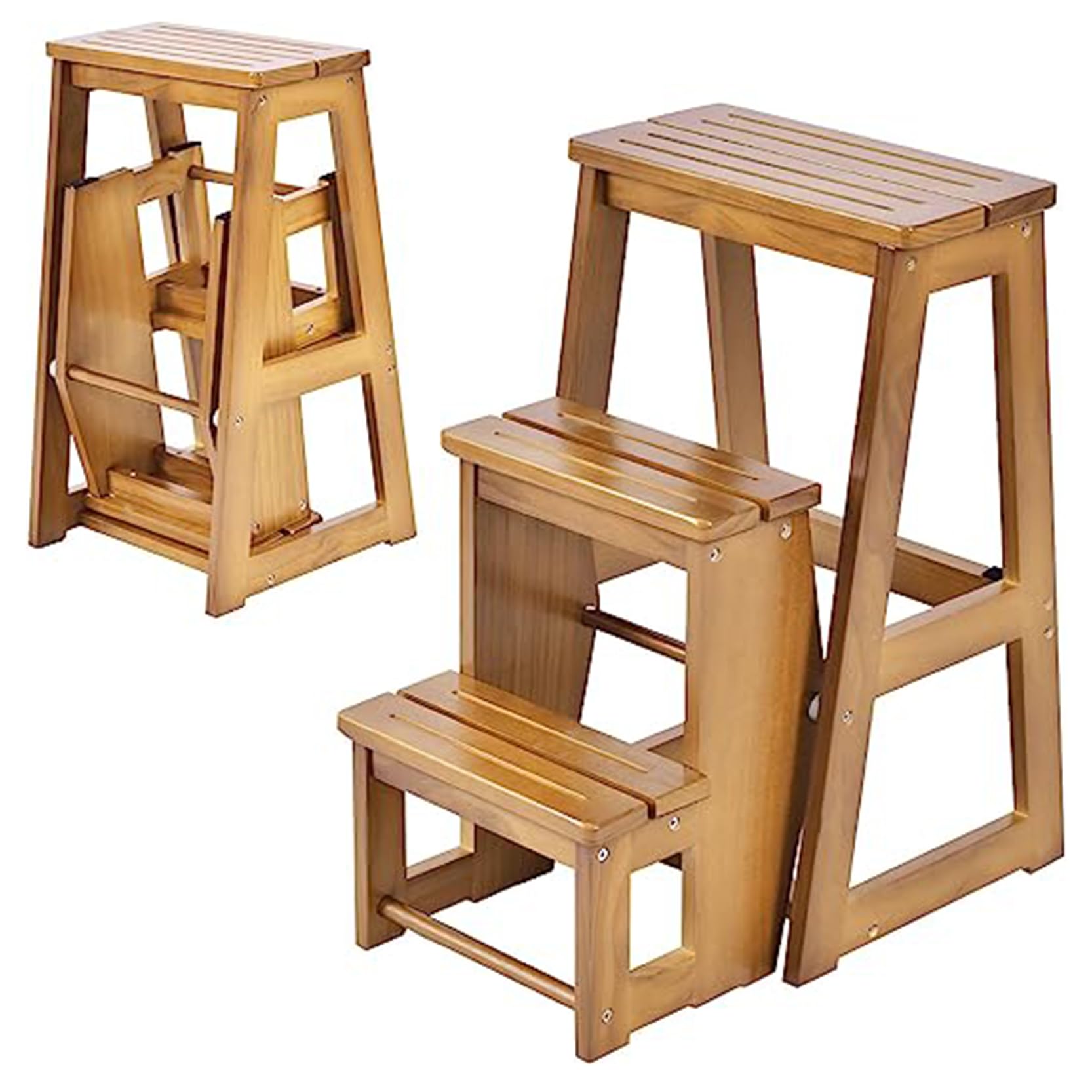 Tabouret échelle pliant en bois avec cadre 3 marches pour la maison