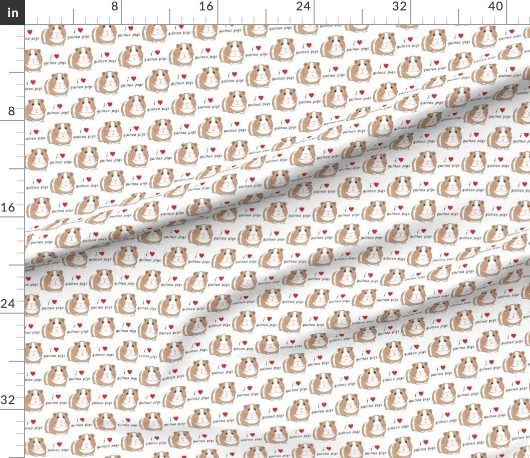 Spoonflower Fabric - Love Guinea Pigs Brown Cute Pig Animal Adorable Red Heart Pets Printed on Petal Signature Cotton Fabric by The Yard - Sewing Quilting Apparel Crafts Decor