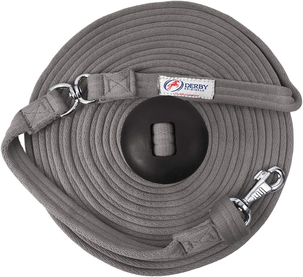 Premium Horse Training Super Soft Grip Swivel Lunge Line with Rubber Stopper with 6 Month Warranty and Replaceable Snap