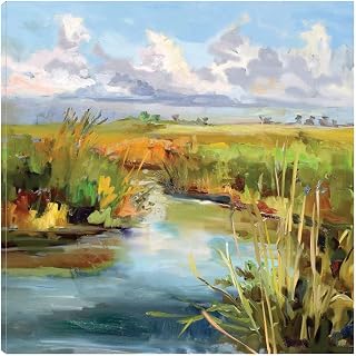 Fine Art Canvas Afternoon Skies Canvas Wall Decor by Artist Carol Hallock for Living Room, Bedroom, Bathroom, Kitchen, Office, Bar, Dining & Guest Room - Ready to Hang - 22 in x 22 in