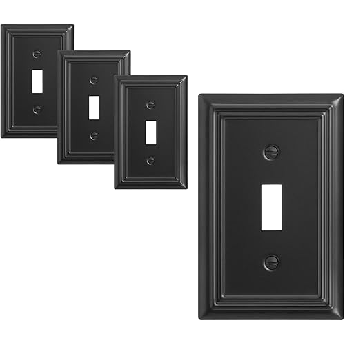 DEWENWILS 4-Pack Toggle Wall Plates, Metal Light Switch Cover with Black Finish, Heavy Duty Face Plates for Home Decor