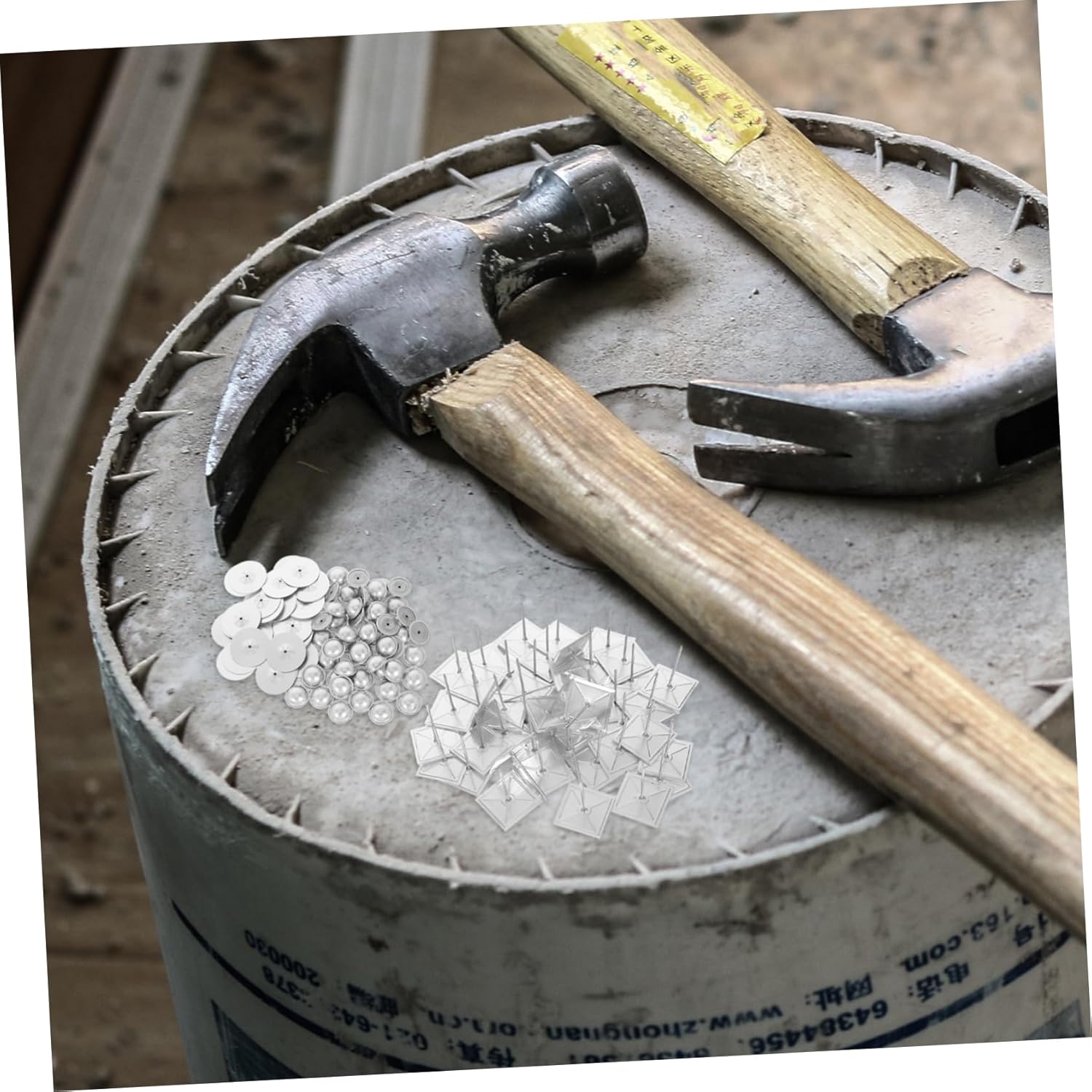 Angoily 50Sets Self Stick Insulation Nails with Dome Cap Washers Aluminum Thermal Fasteners for Foam Board Installation Walls Ceilings and Floors Total