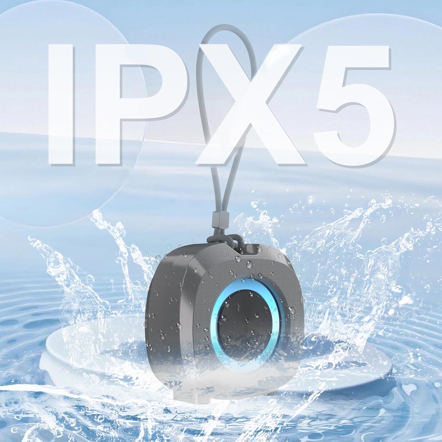 Фронт view of the ZZB WP-03B Portable Bluetooth Speaker in gray.