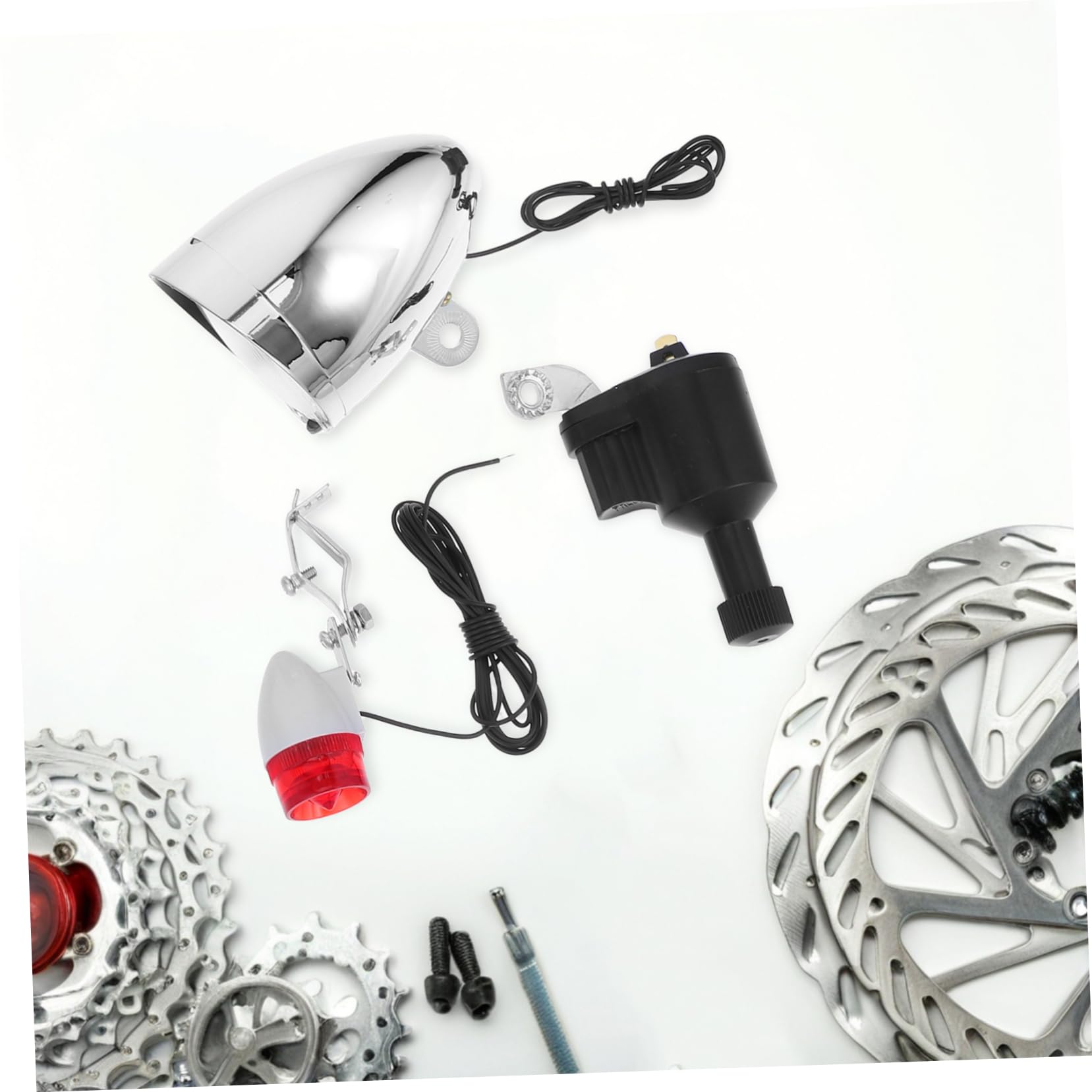 ibasenice Kit Éclairage sans Piles avec Lampe Puissante et Feu Arrière Sécurisé Accessoires avec Moteur à Friction et Support Compatible VTT Vélos