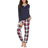 Ekouaer Pigiama Donna Invernale a Quadri Pigiama Donna Lungo Pigiami Due Pezzi da