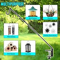 Vista 6 de Gancho de cubierta de valla resistente de 31 pulgadas, barra giratoria sólida para comedero de pájaros, soporte extendido ajustable de 360°, ganchos