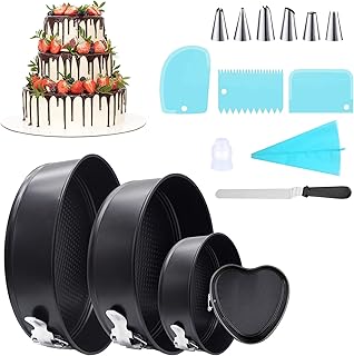 Mgee Tortiera Apribile Rimovibile 4 Pezzi, Teglia da Forno Rotonda Cuore 4