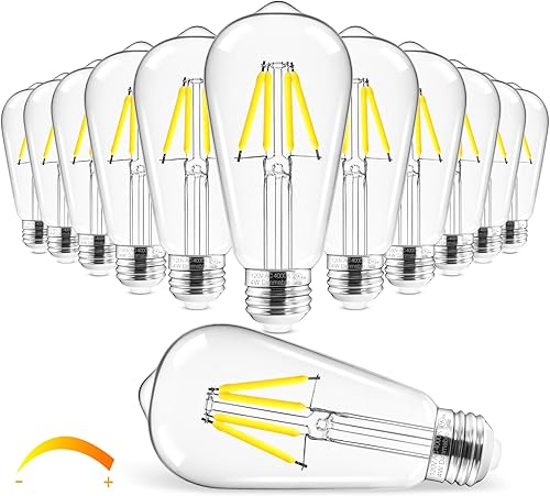 Miniatura 17 de Hizashi - Bombillas LED Edison de estilo vintage regulables, 4W equivalente a 40W, 5000K luz diurna, bombillas LED con base E26, 450LM, alta
