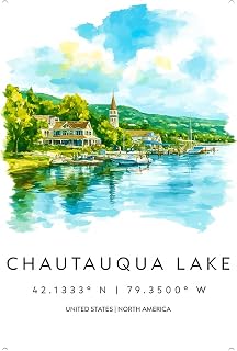 CXHDSY Chautauqua Lake Watercolor Poster Tourist Scenery Metal Sign Retro Kitchen Bedroom Living Room Signs 8x12 Inch Wall Decor Posters for Traveler Bathroom Garden Garage Restaurant Dormitory