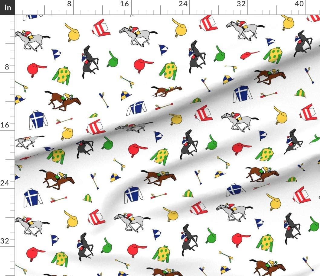 Spoonflower Fabric - Horse Race Equestrian Derby Horses Jockey Racing Thoroughbred Printed on Petal Signature Cotton Fabric by The Yard - Sewing Quilting Apparel Crafts Decor